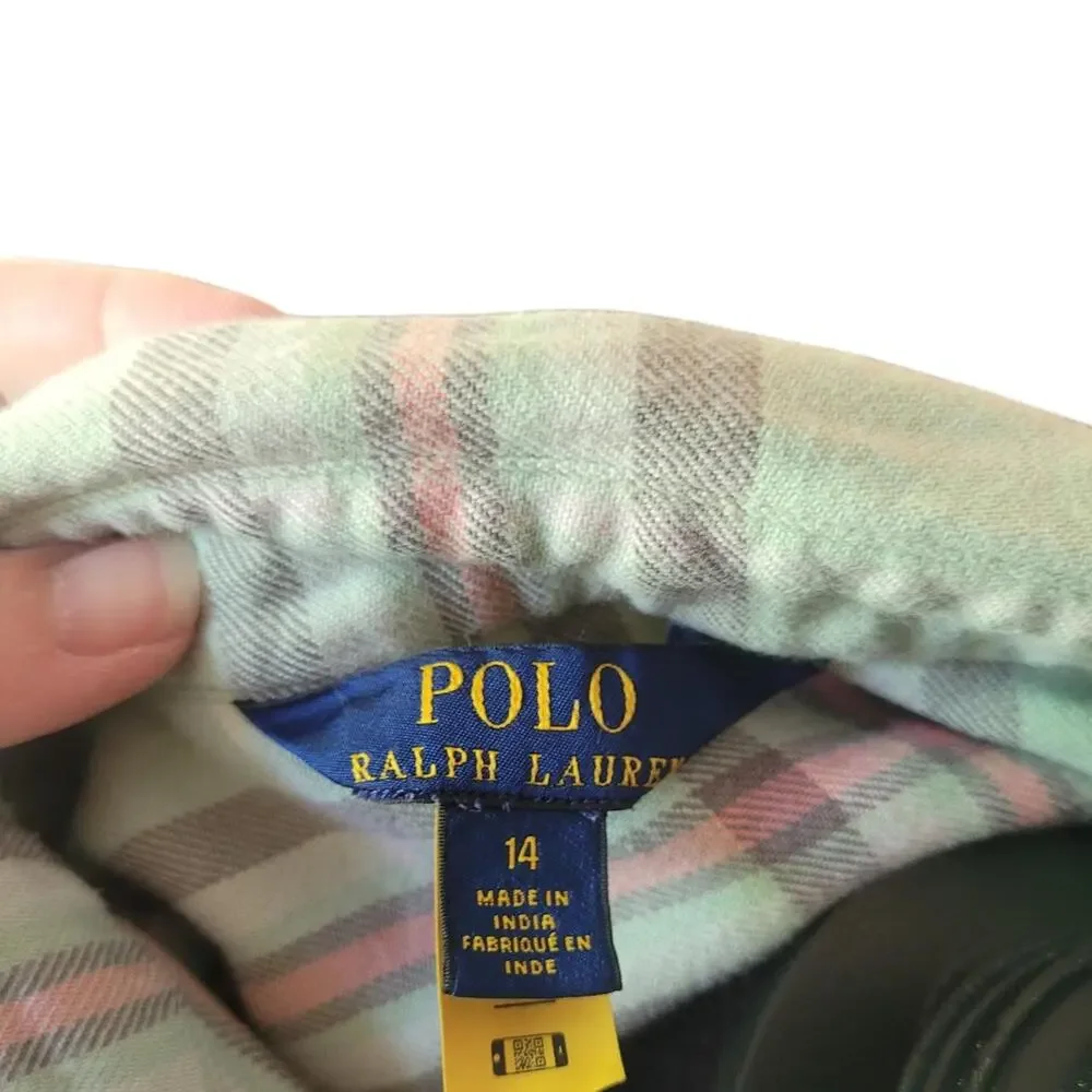 Polo Ralph Lauren Multi-color Plaid Cotton Shirtdress Youth Girls Size 14